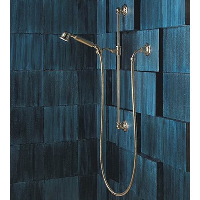 Herbeau ''Pompadour'' Shower Combination on Sliding Bar with 1/2'' Wall Elbow in Polished Brass