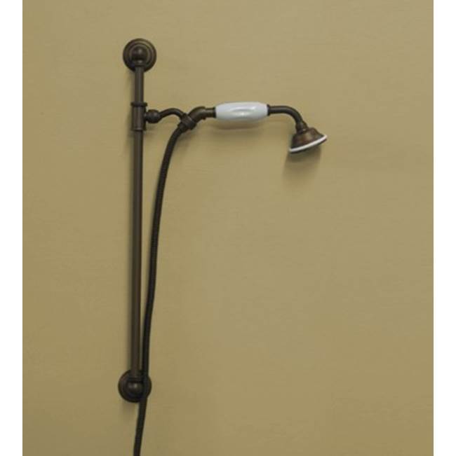 Herbeau ''Royale'' Slide Bar with Personal Hand Shower in French Weathered Brass