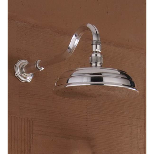 Herbeau ''Monarque'' Adjustable Showerhead, Arm and Flange in Antique Lacquered Brass -Trim Only
