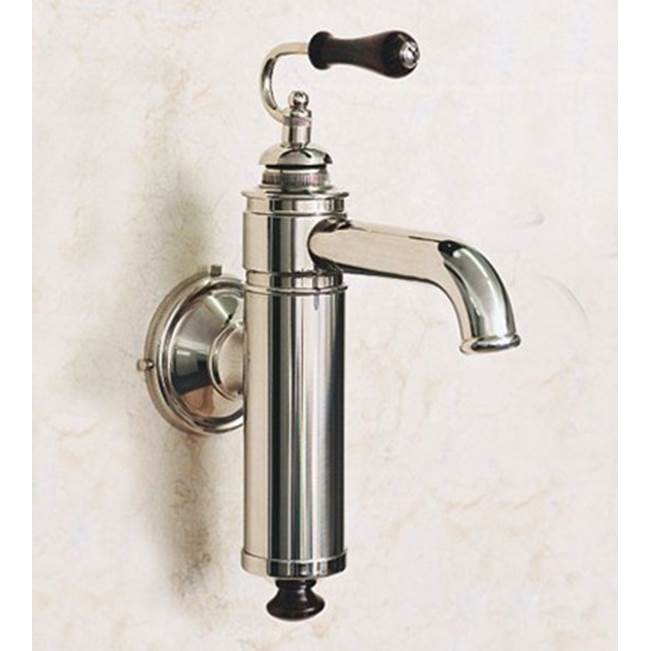 Herbeau ''Estelle'' Wall Mounted Single Lever Mixer with Ceramic Cartridge in Wooden Handle, Polished Copper and Brass