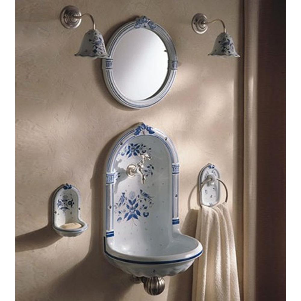 Herbeau ''Niche'' Round Mirror in Sceau Bleu