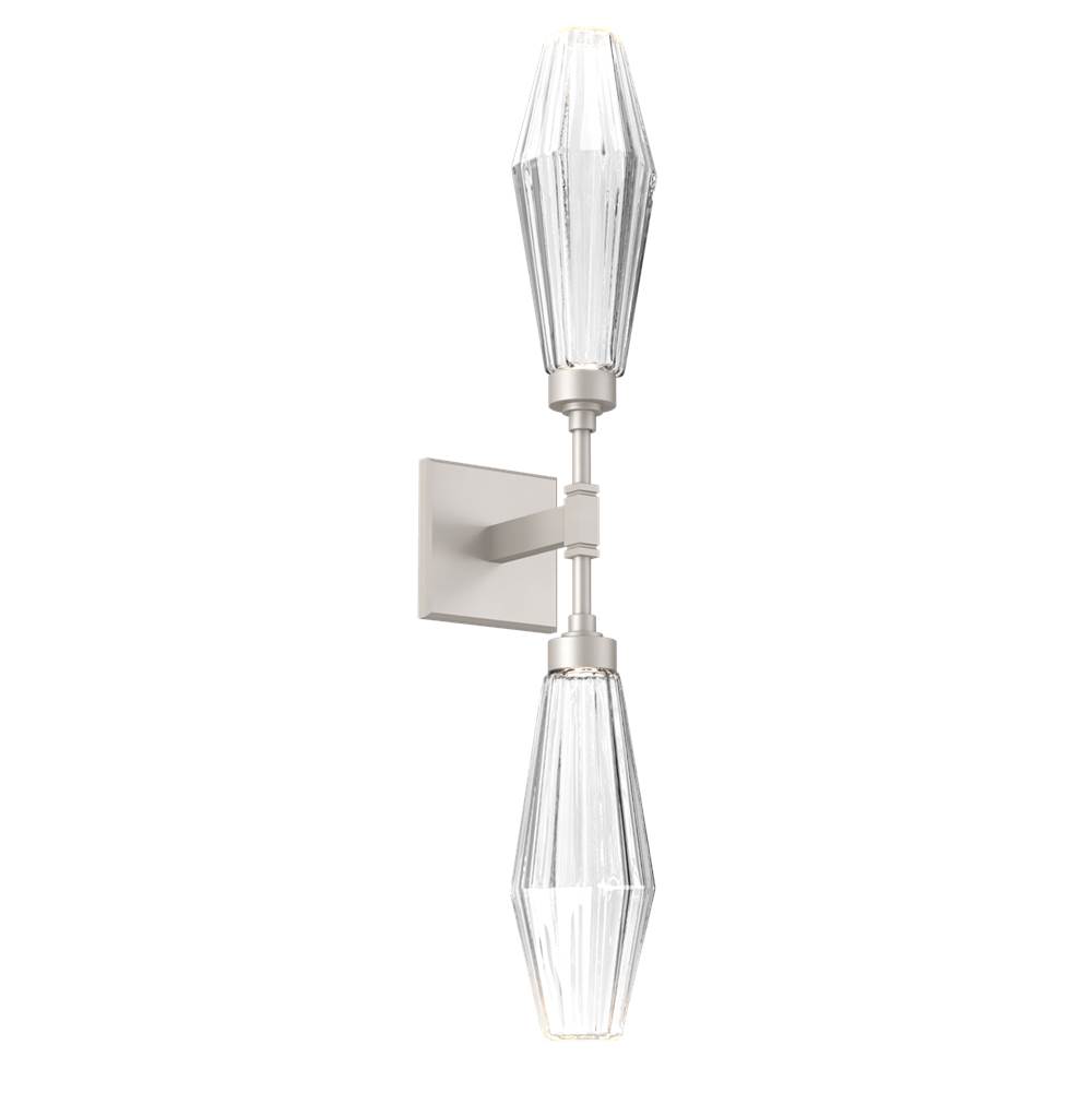 Hammerton Studio Aalto Double Sconce-Metallic Beige Silver-Optic Rib Blown Glass