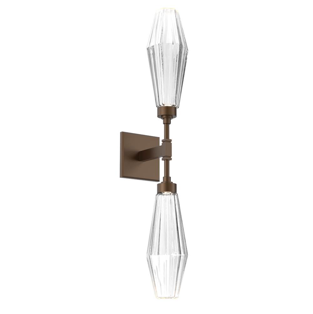Hammerton Studio Aalto Double Sconce-Flat Bronze-Optic Rib Blown Glass