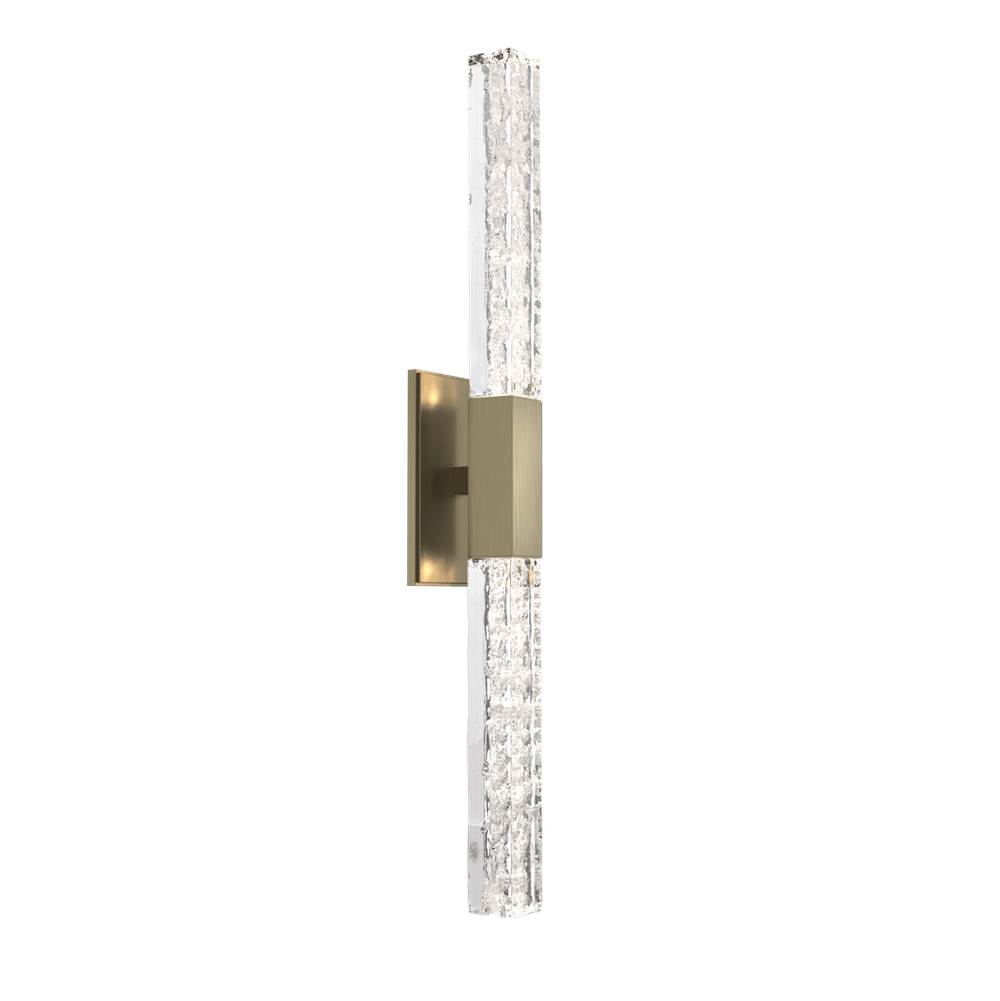 Hammerton Studio Axis Double Sconce-Heritage Brass-Clear Textured Cast Glass