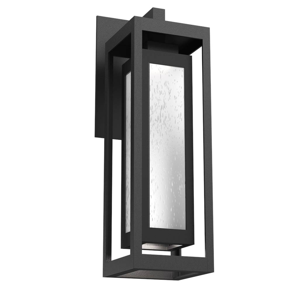 Hammerton Studio Outdoor Double Box Lantern-Textured Black-Frosted Seeded Glass