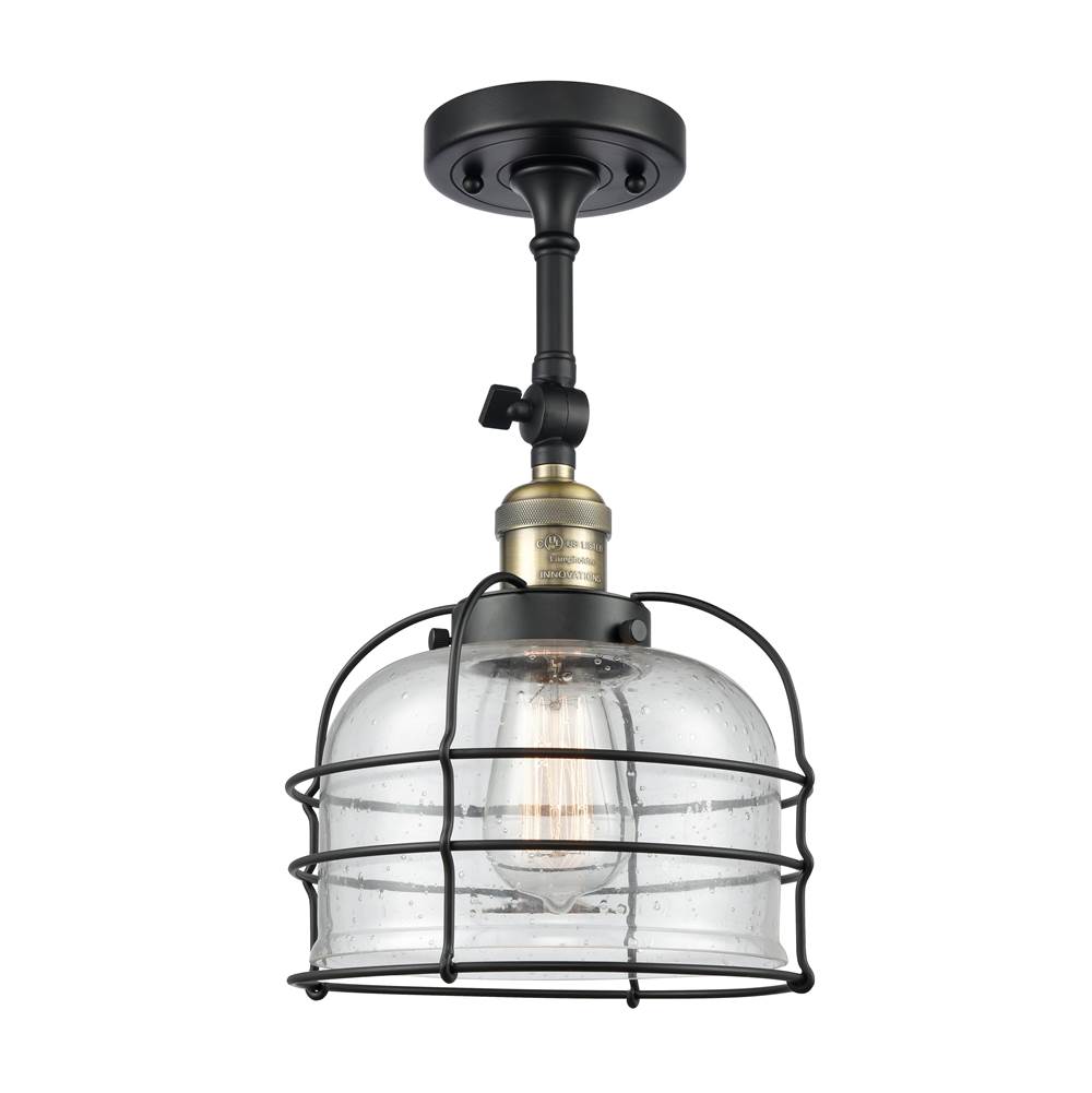 Innovations Large Bell Cage 1 Light Semi-Flush Mount part of the Franklin Restoration Collection