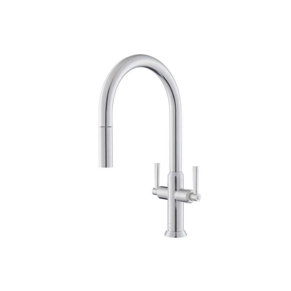 Isenberg Velox - Dual Spray Stainless Steel Two Handle Kitchen Faucet With Pull Out