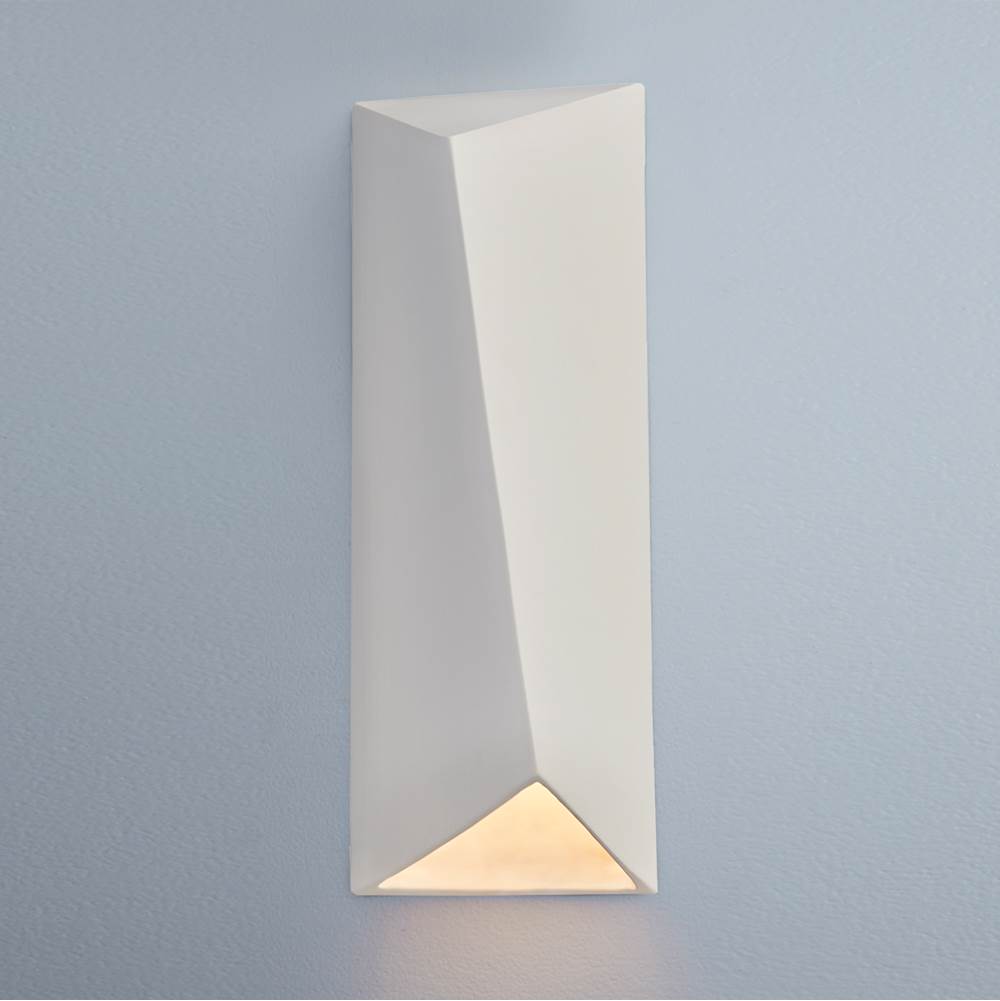 Justice Design Large Diagonal Rectangle LED Wall Sconce (Closed Top) in Matte White