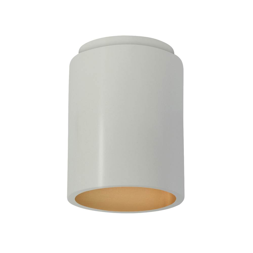 Justice Design Cylinder Flush-Mount  in Matte White with Champagne Gold internal finish