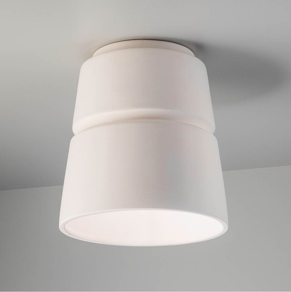 Justice Design Cone Outdoor LED Flush-Mount in White Crackle