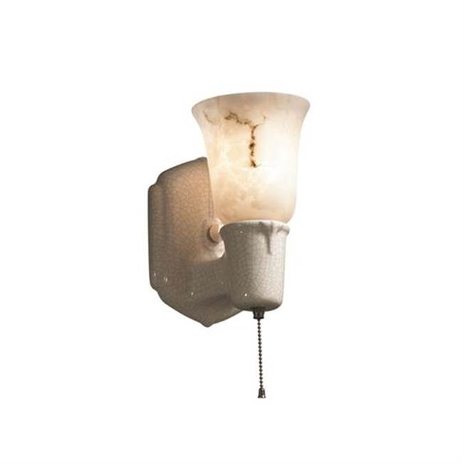 Justice Design Chateau Single-Arm w/ Uplight Glass Shade  in Canyon Clay