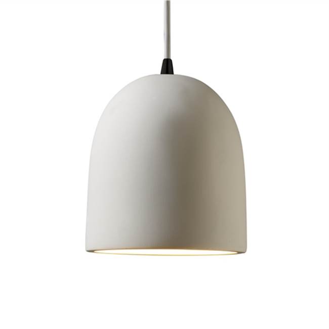 Justice Design Small Bell Pendant  in Gloss Black with Matte White internal finish