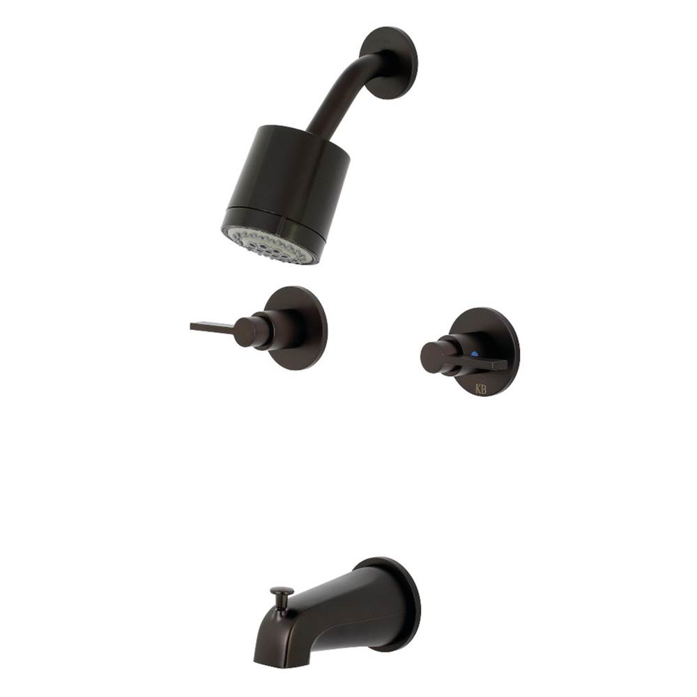 Kingston Brass NuvoFusion Two-Handle Tub and Shower Faucet, Oil Rubbed Bronze