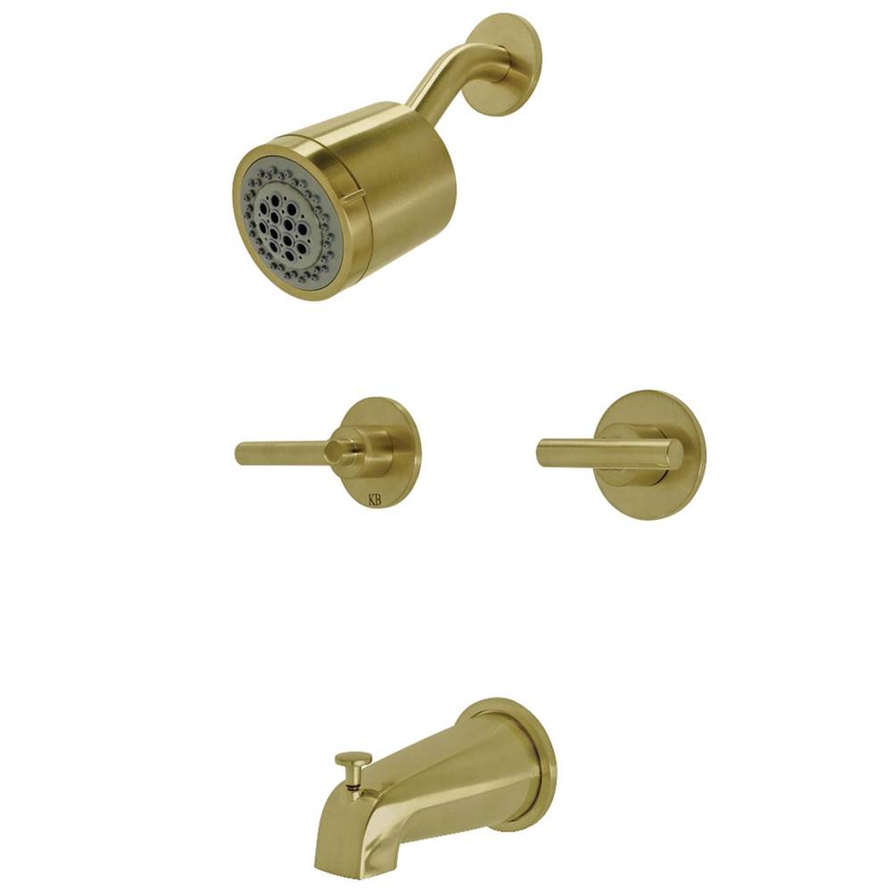 Kingston Brass Manhattan Two-Handle Tub and Shower Faucet, Brushed Brass