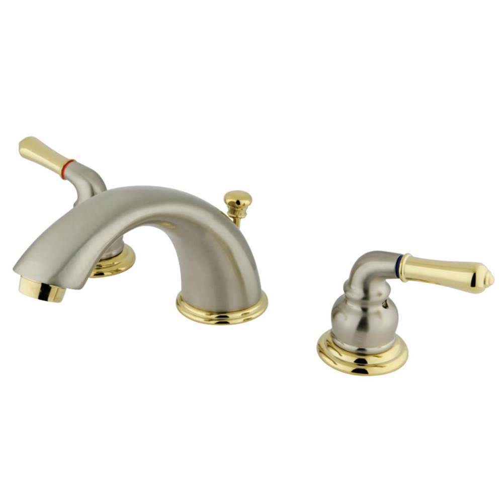 Kingston Brass Magellan Widespread Bathroom Faucet with Retail Pop-Up, Brushed Nickel/Polished Brass