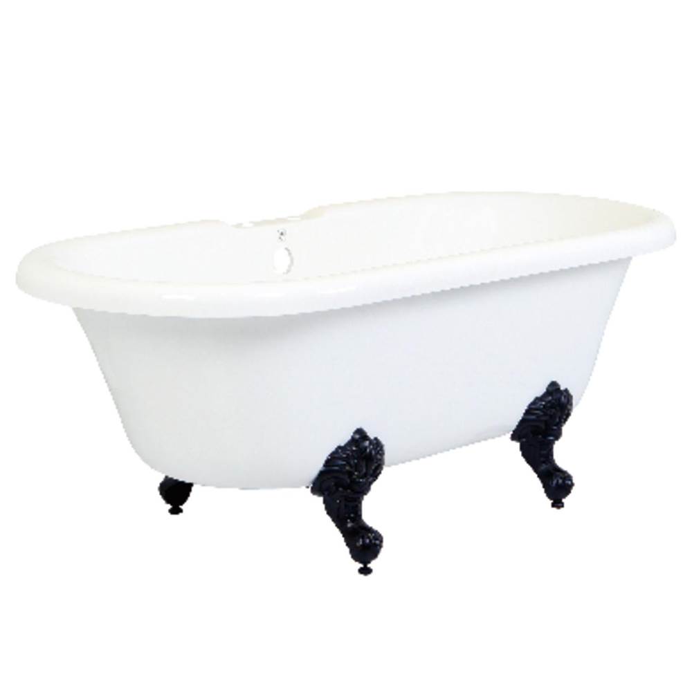 Kingston Brass Aqua Eden 67-Inch Acrylic Double Ended Clawfoot Tub with 7-Inch Faucet Drillings, White/Oil Rubbed Bronze