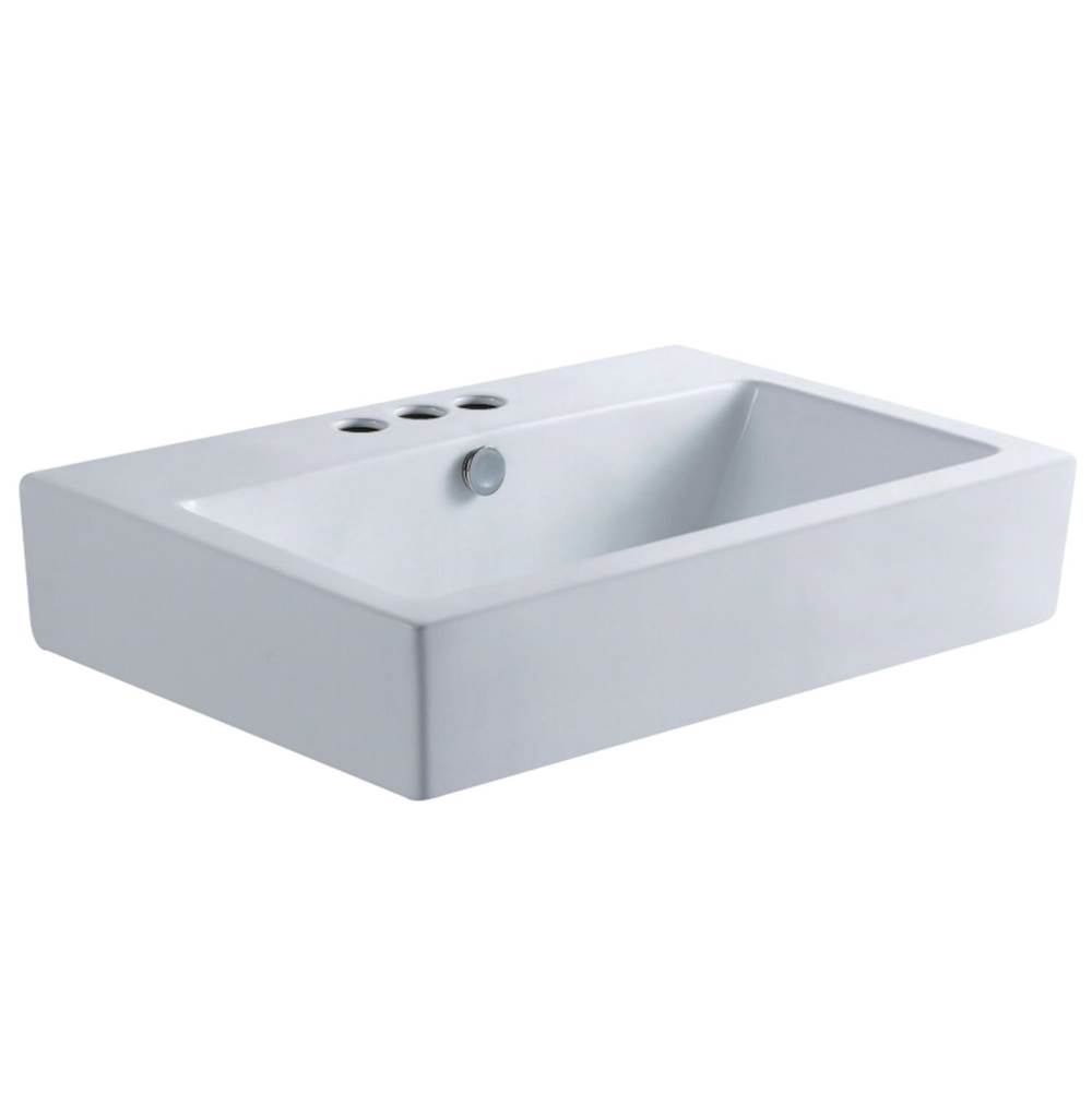 Kingston Brass Century Ceramic Bathroom Sink (4-Inch, 3-Hole), White