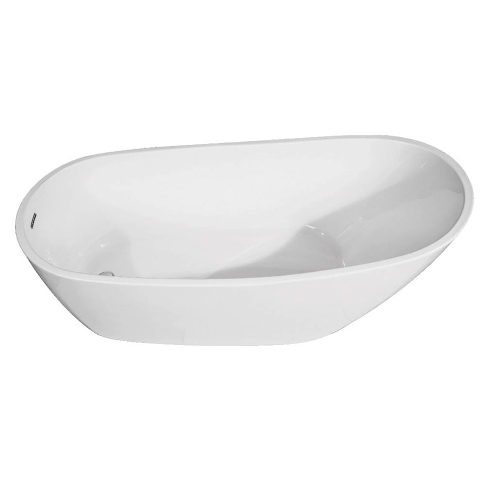 Kingston Brass Aqua Eden 54-Inch Acrylic Single Slipper Freestanding Tub with Drain, White