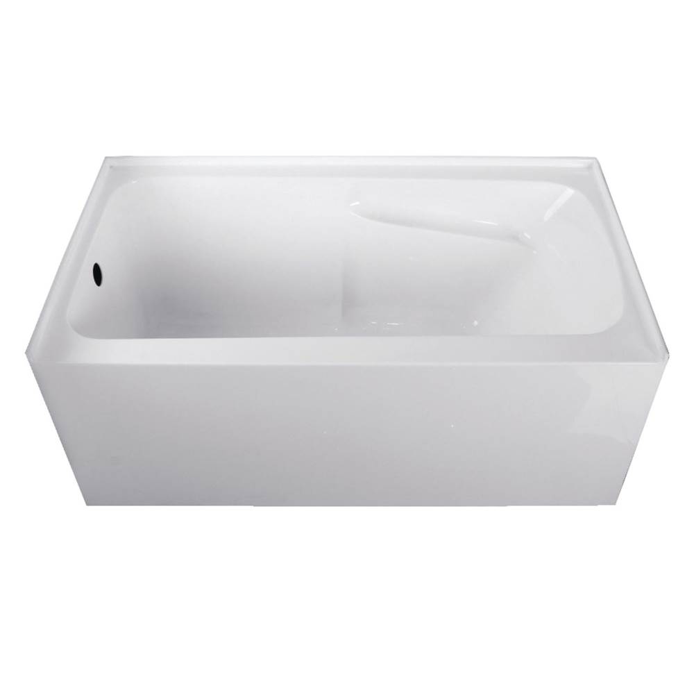 Kingston Brass Aqua Eden 54-Inch Acrylic Alcove Tub with Arm Rest and Left Hand Drain Hole, White