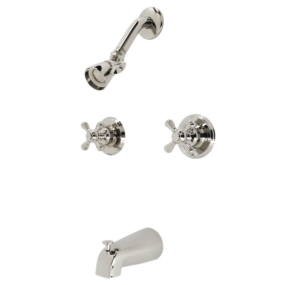Kingston Brass Victorian Twin Handle Tub & Shower Faucet, Polished Nickel