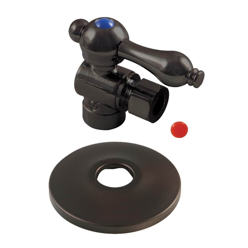 Kingston Brass 1/2'' Sweat x 3/8'' OD Comp Quarter-Turn Angle Stop Valve with Flange, Oil Rubbed Bronze