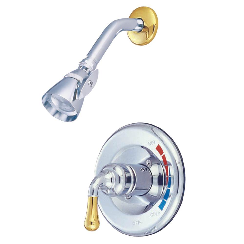 Kingston Brass Water Saving Magellan Shower Combination with 1.5GPM Water Savings Showerhead, Polished Chrome with Polished Brass