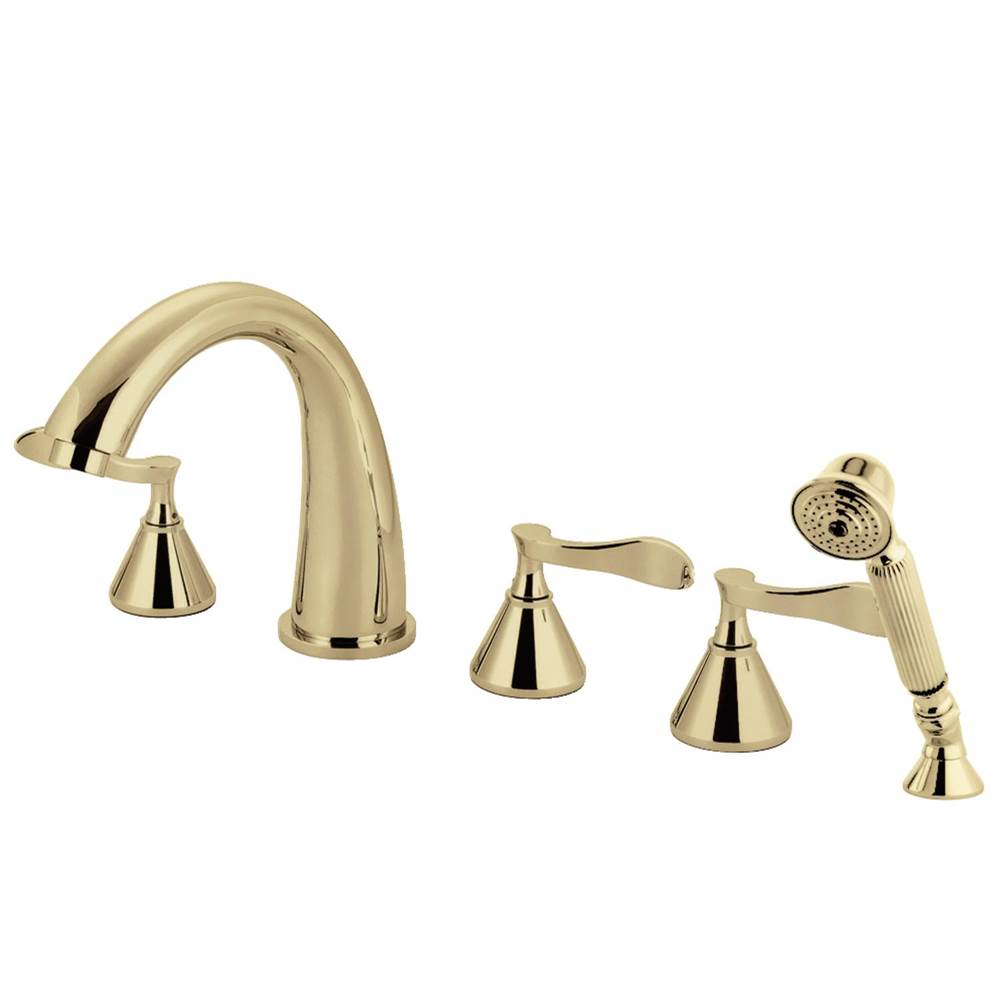 Kingston Brass Century Roman Tub Faucet with Hand Shower, Polished Brass