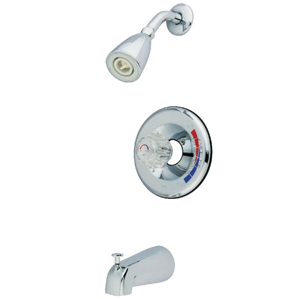 Kingston Brass Water Saving Chatham Tub and Shower Faucet Trim only with Single Acrylic Handle, Polished Chrome