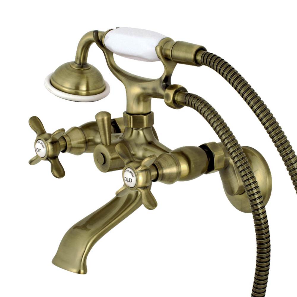 Kingston Brass Essex Clawfoot Tub Faucet with Hand Shower, Antique Brass