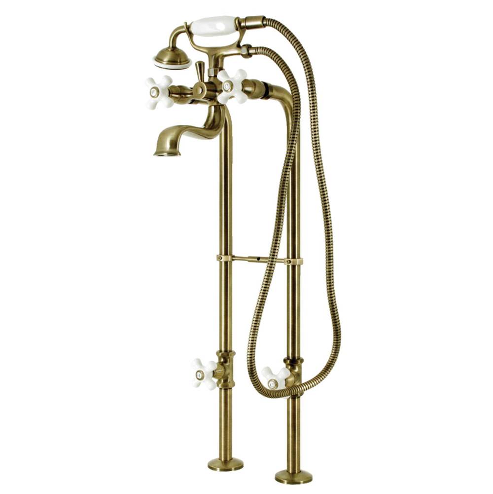 Kingston Brass Kingston Brass CCK226PXK3 Kingston Freestanding Clawfoot Tub Faucet Package with Supply Line, Antique Brass
