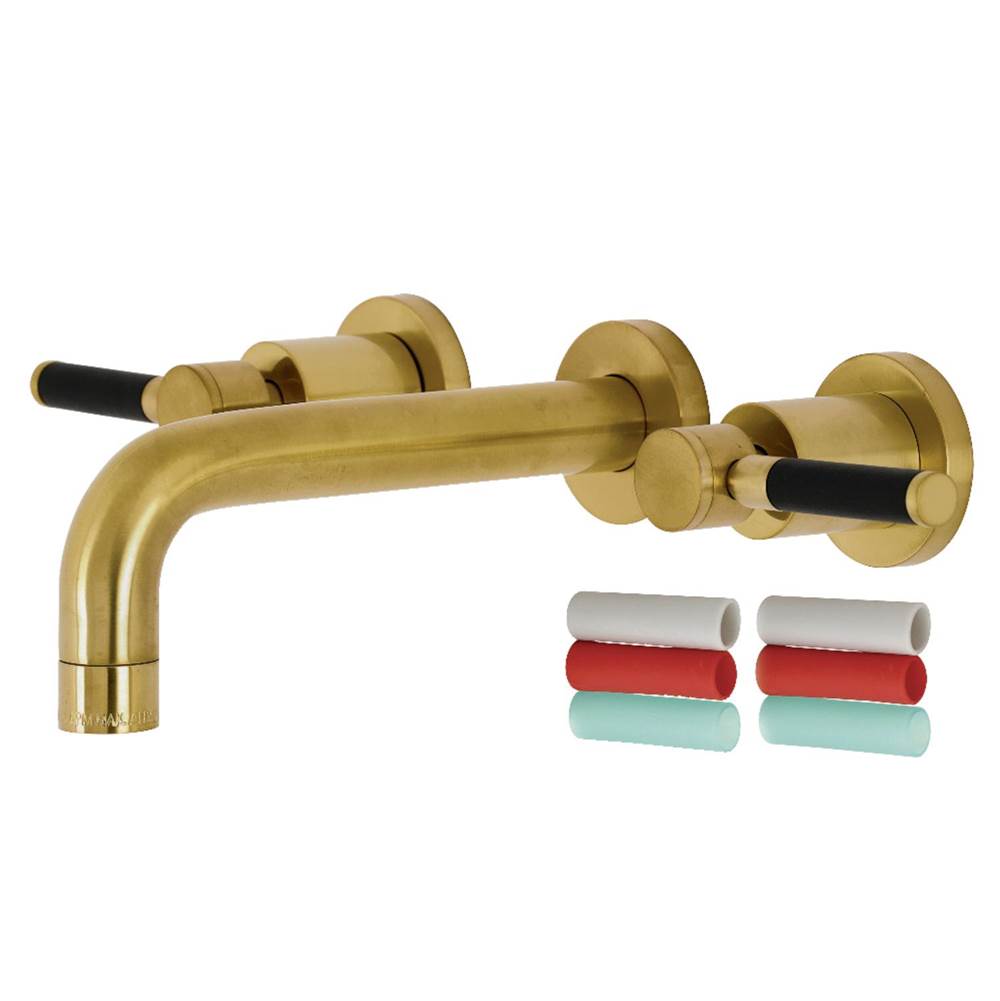 Kingston Brass Kaiser 2-Handle Wall Mount Bathroom Faucet, Brushed Brass