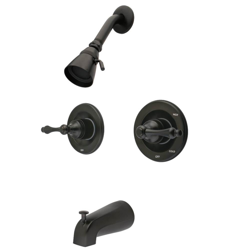Kingston Brass Vintage Twin Handles Tub Shower Faucet Pressure Balanced With Volume Control, Oil Rubbed Bronze