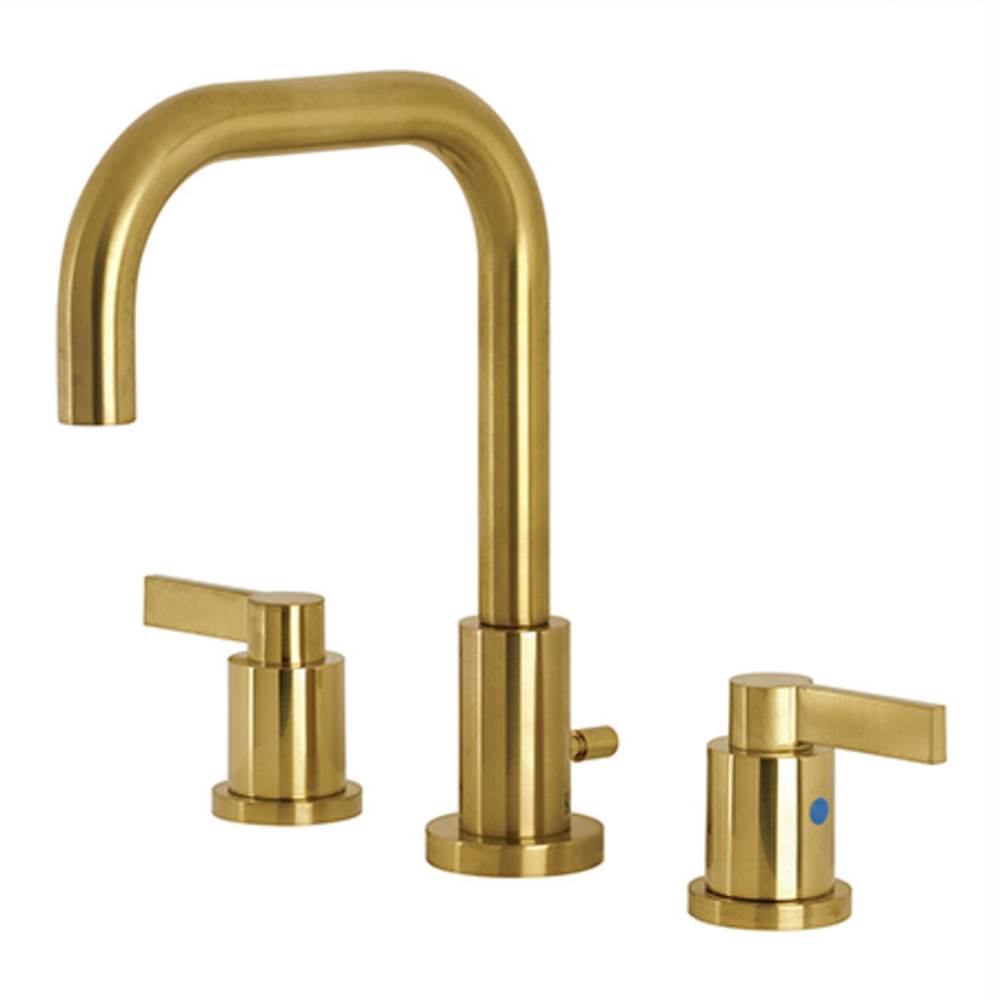 Kingston Brass NuvoFusion Widespread Bathroom Faucet with Brass Pop-Up, Brushed Brass