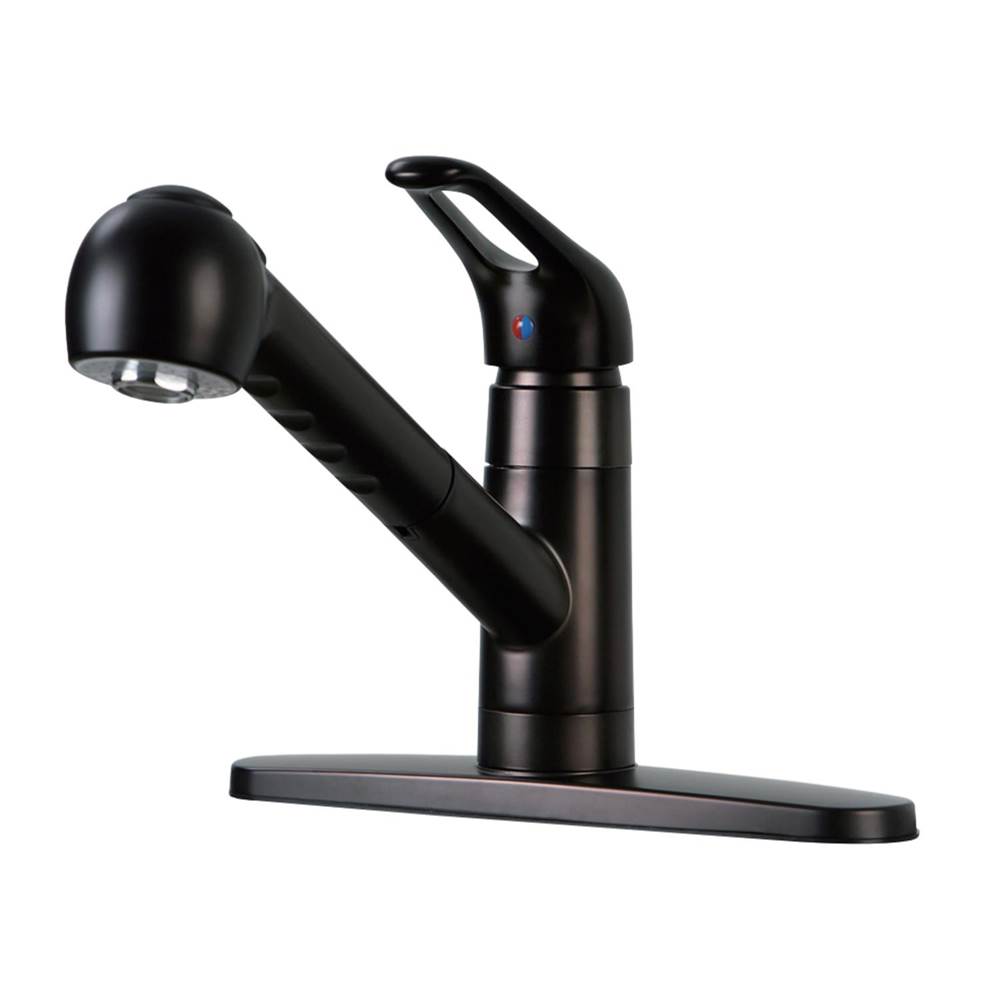 Kingston Brass Gourmetier Century Single-Handle Kitchen Faucet with Pull-Out Sprayer, Oil Rubbed Bronze