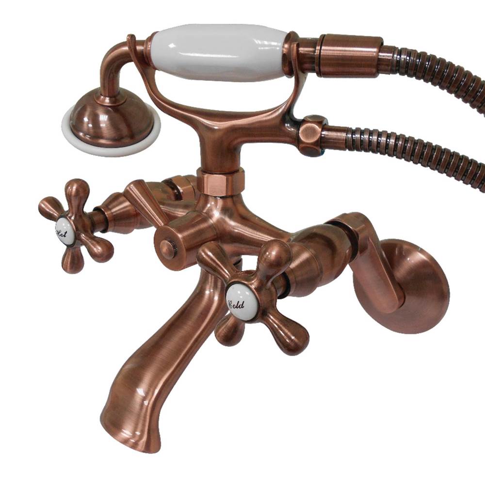 Kingston Brass Kingston Wall Mount Clawfoot Tub Faucet with Hand Shower, Antique Copper