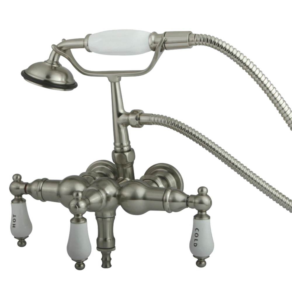 Kingston Brass Vintage 3-3/8-Inch Wall Mount Tub Faucet with Hand Shower, Brushed Nickel