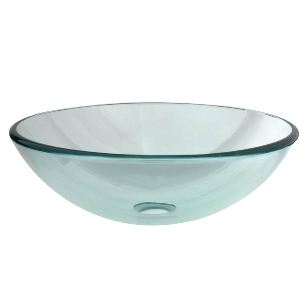 Kingston Brass Fauceture Templeton 16-1/2 Inch Round Tempered Glass Vessel Sink, Crystal Clear
