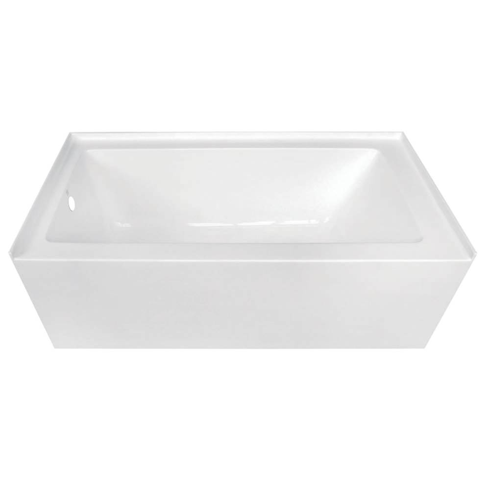 Kingston Brass Aqua Eden 60-Inch Acrylic Alcove Tub with Left Hand Drain, White
