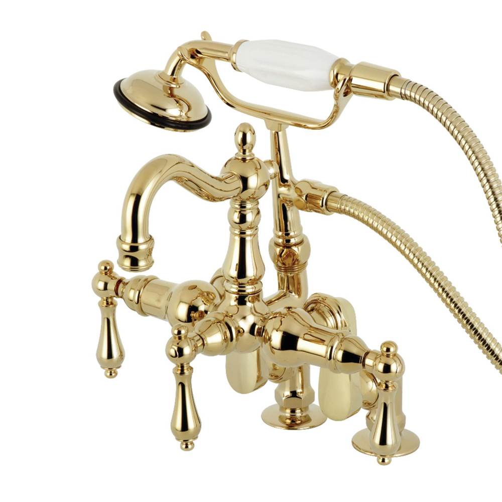 Kingston Brass Vintage Clawfoot Tub Faucet with Hand Shower, Polished Brass