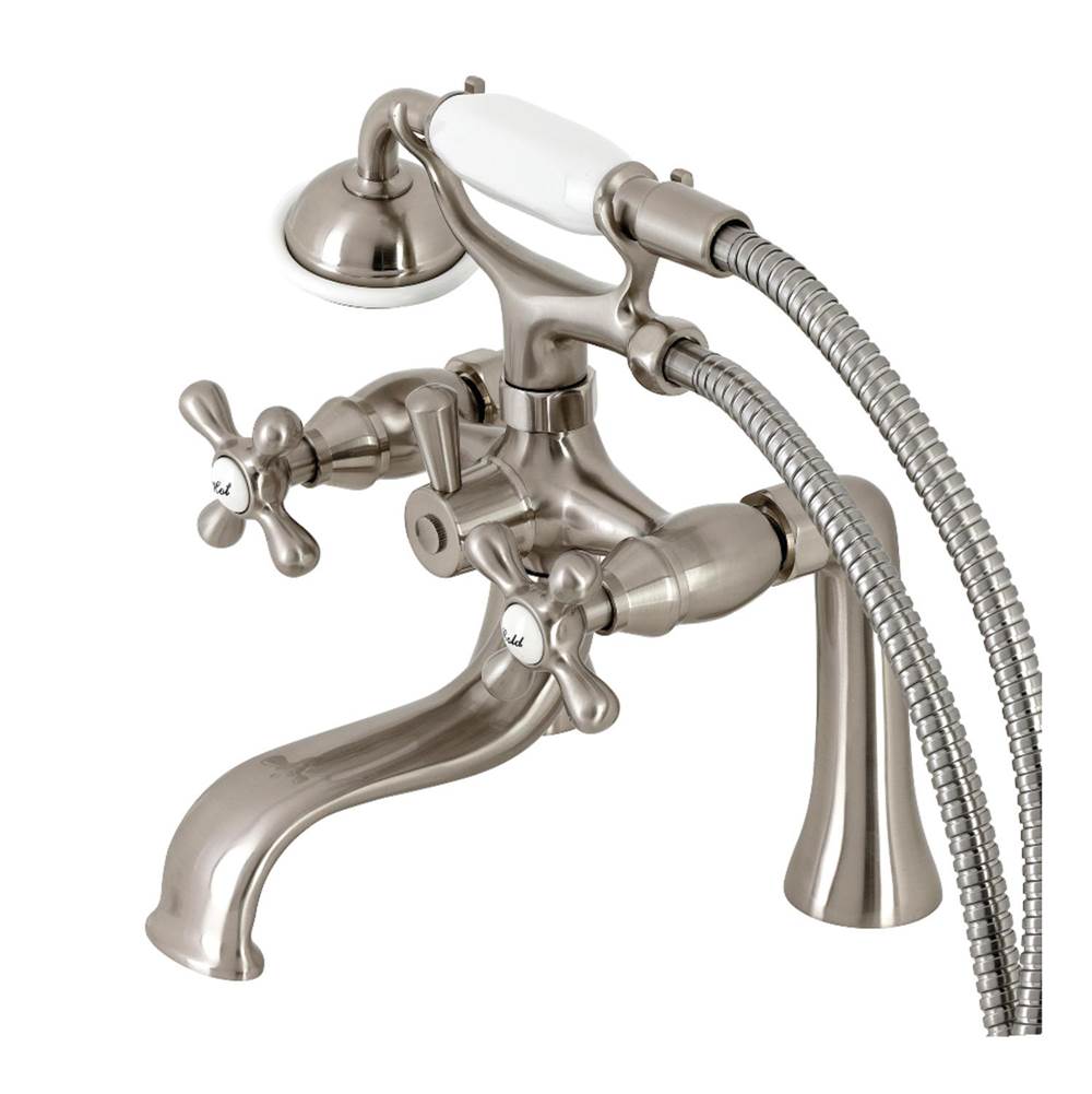 Kingston Brass Kingston Deck Mount Clawfoot Tub Faucet with Hand Shower, Brushed Nickel