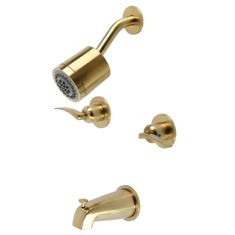 Kingston Brass Centurion Two-Handle Tub and Shower Faucet, Brushed Brass