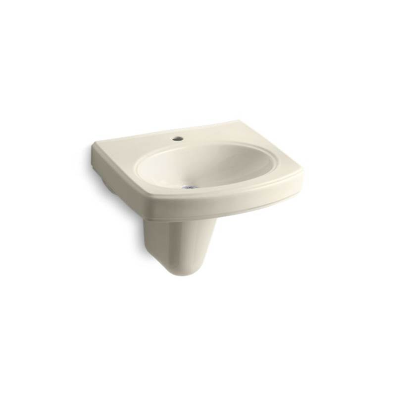 Kohler Pinoir® Wall mount bathroom sink with single faucet hole