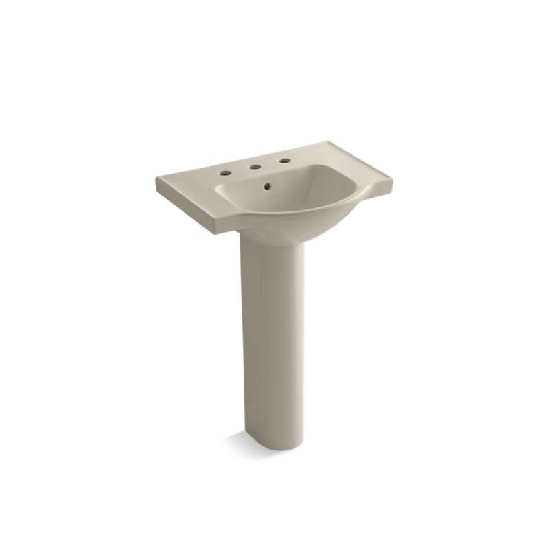 Kohler Veer™ 24'' pedestal bathroom sink with 8'' widespread faucet holes