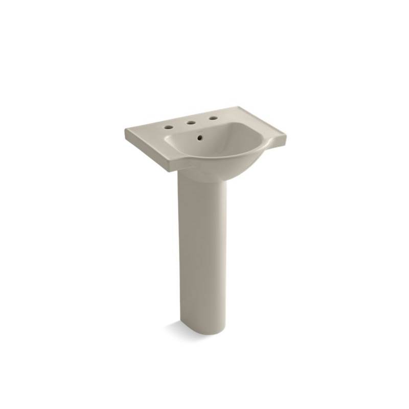 Kohler Veer™ 21'' pedestal bathroom sink with 8'' widespread faucet holes