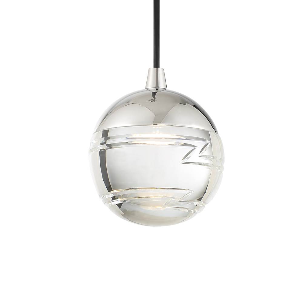 George Kovacs Hail 4'' Polished Nickel LED Mini Pendant with Clear Glass Shade
