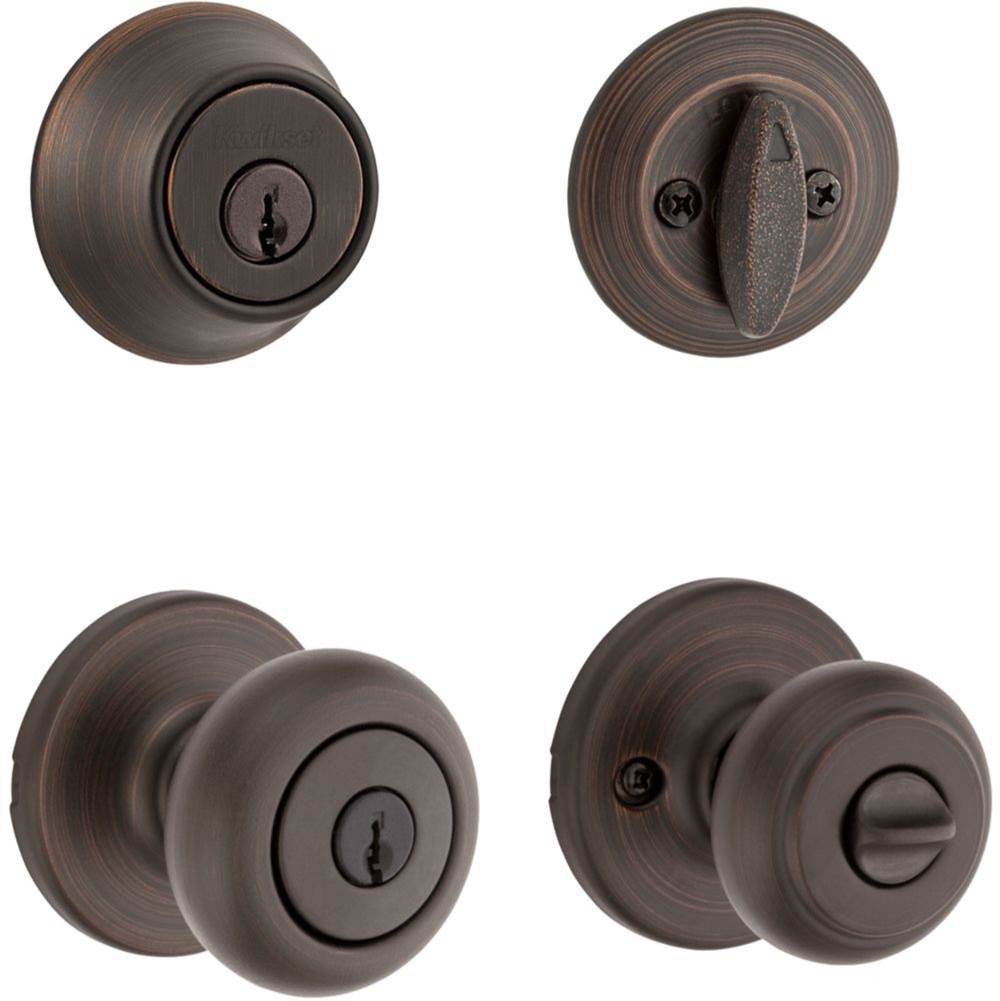 Kwikset Cove Keyed Entry Knob and Single Cylinder Deadbolt Combo Pack in Venetian Bronze