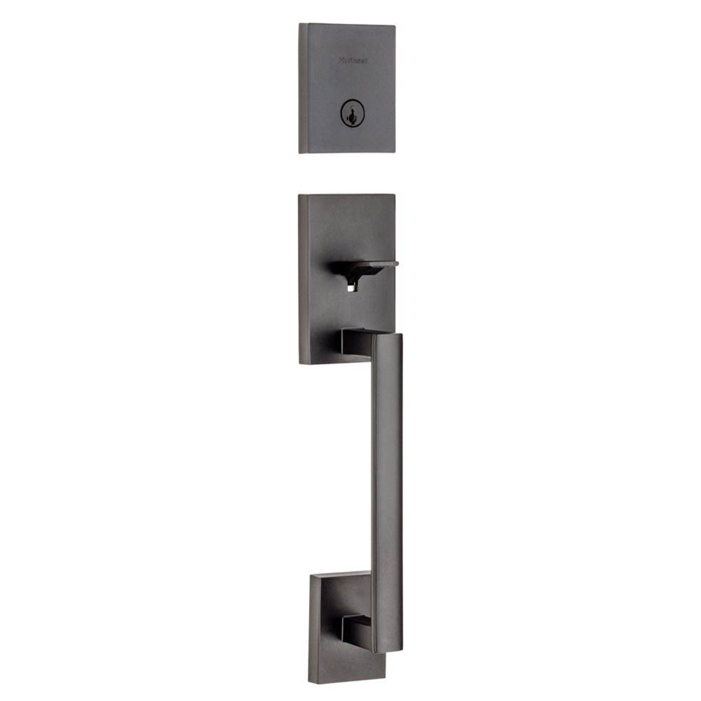 Kwikset Clemente Single Cylinder Low Profile Exterior Only Handleset featuring SmartKey in Iron Black