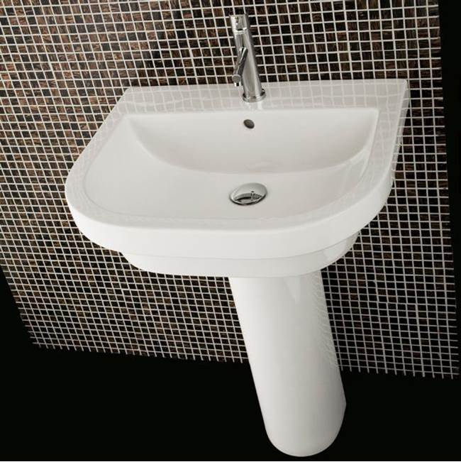Lacava Drop-in or wall-mounted Bathroom Sink with overflow and with 01 - one faucet hole, 02 - two faucet holes, 03 - three faucet holes in 8'' spread.
