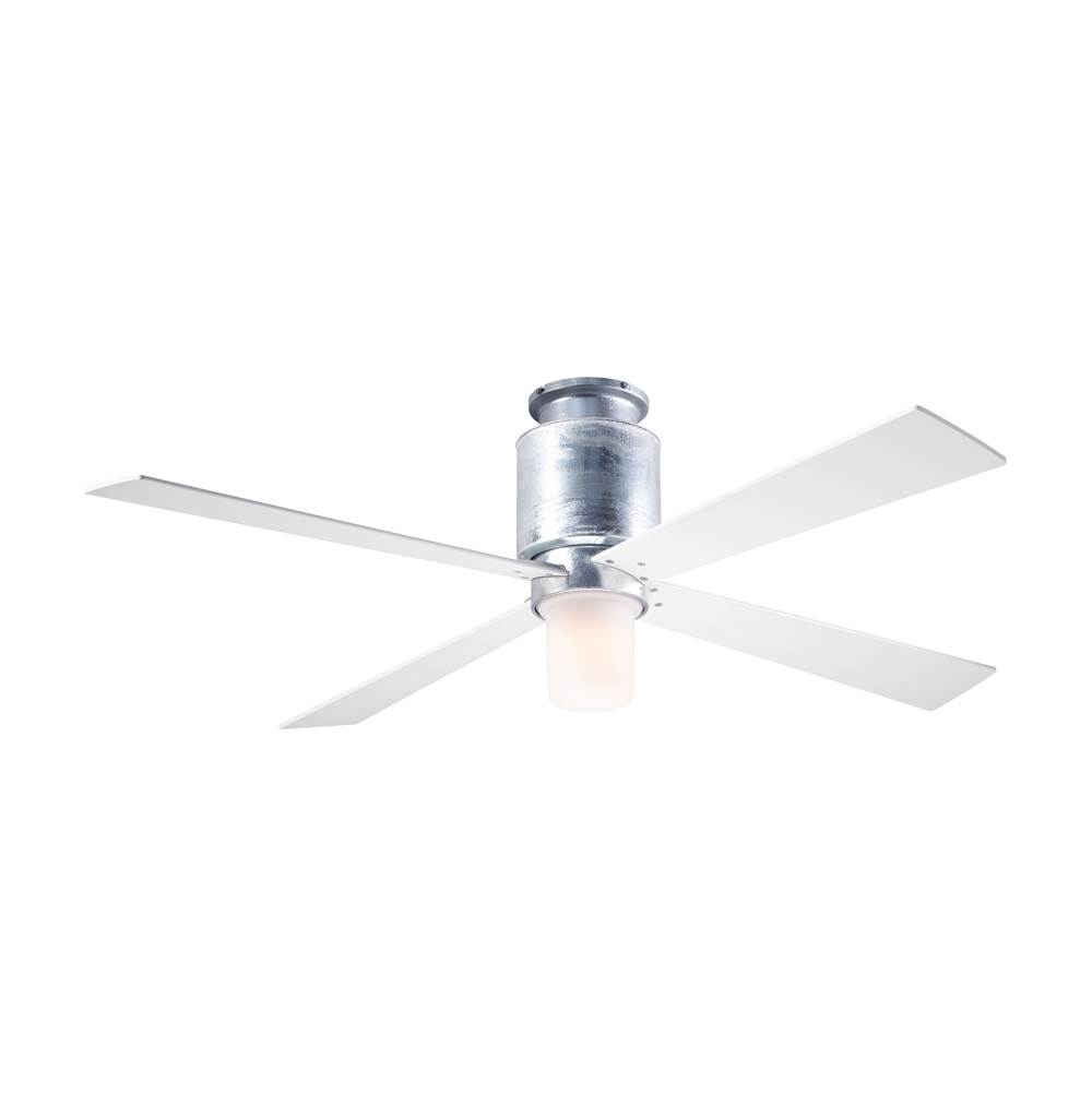 Modern Fan Company Lapa Flush Fan; Galvanized Finish; 50'' White Blades; 17W LED; Handheld Remote Control (2-wire)