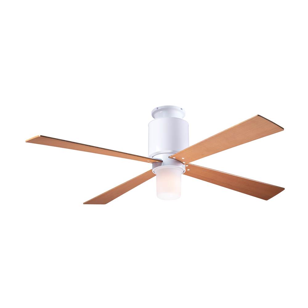Modern Fan Company Lapa Flush Fan; Gloss White Finish; 50'' Maple Blades; 17W LED; Wall Control with Remote Handset (2-wire)